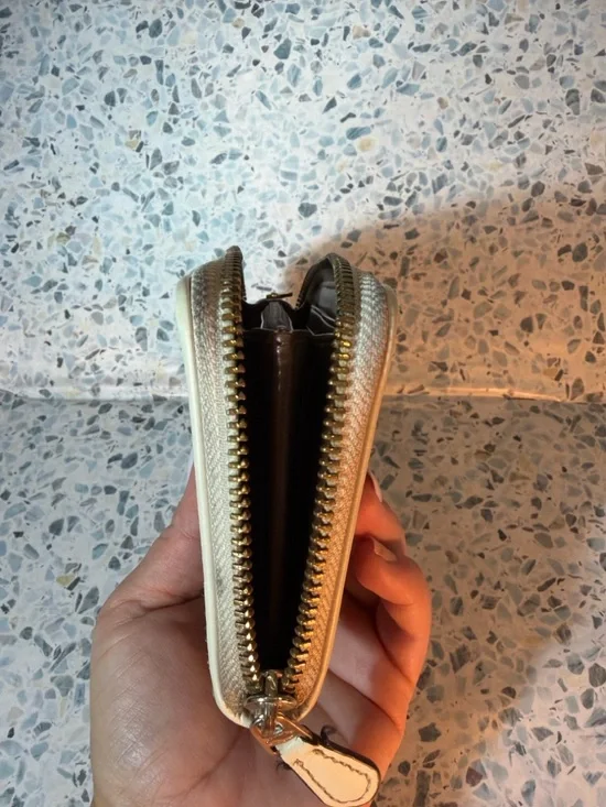 Coach Signature Accordion Zip Wallet Brown Tan Canvas Leather Wristlet - Picture 4 of 5